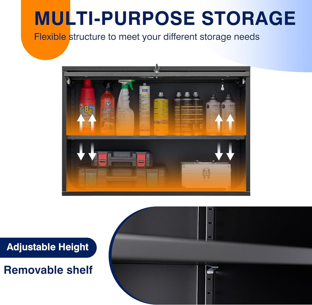 Metal Garage Wall Cabinet with Doors and Shelves,Garage Cabinets Wall Mount,F...