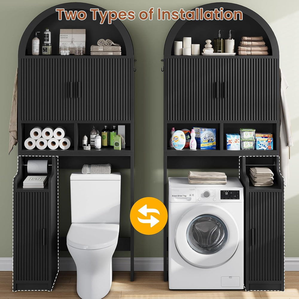 Itaar Arched Over The Toilet Storage Cabinet, 78.7" H Fluted Bathroom Or...