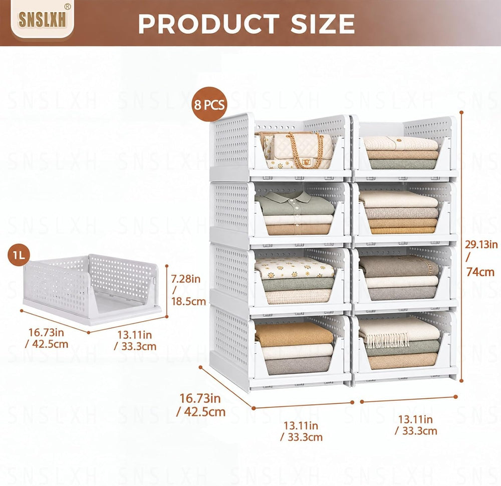 5 Pack Closet Organizers and Storage, Reinforced Stackable Closet 16.73" in