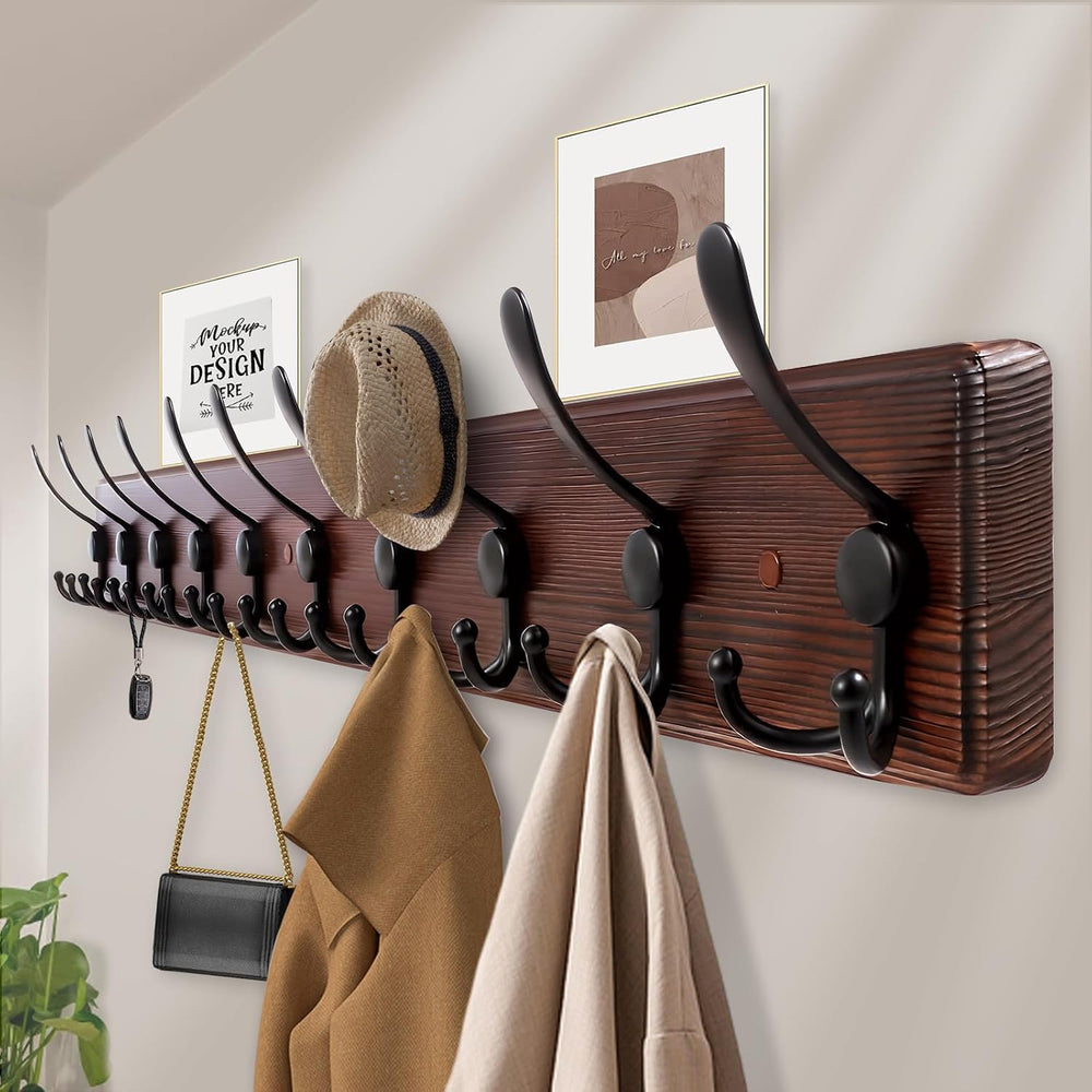 Kuhome 38.6'' Large Coat Rack Wall Mount Coat Hooks Coat Hanger with ...