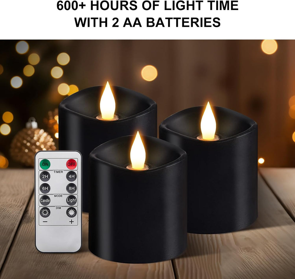 3x3 Halloween Flickering Flameless Candles Set of 3, LED Battery Candles Flic...