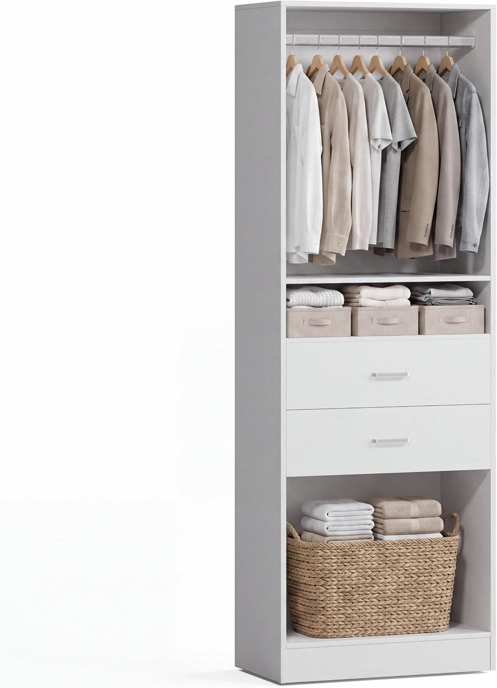 VOWNER 78.7'' H Closet Organizer System with Drawers, Small Closet Wa...