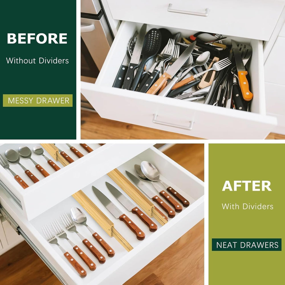 Kitchen Drawer Dividers 6 Pack Bamboo Drawer Organizers