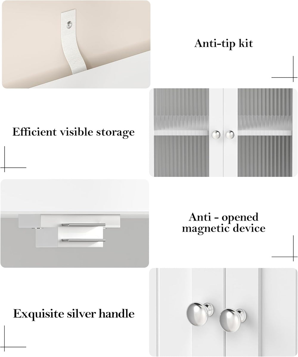 43.3'' H Bathroom Storage Cabinet with 6 Doors Adjustable Shelf