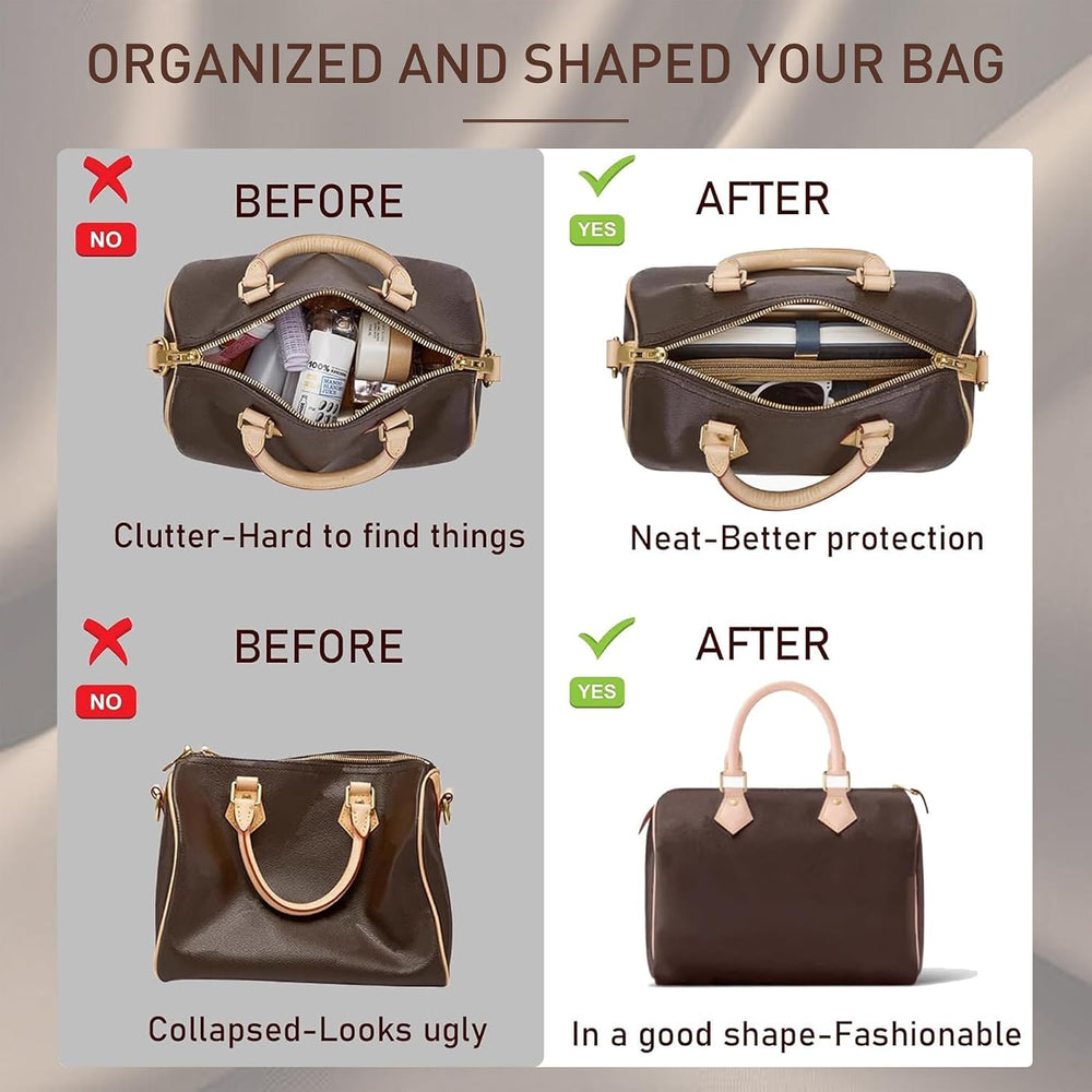 Doxo Felt Purse Organizer Insert & Base Shaper 2pc Set for Speedy 30, Black