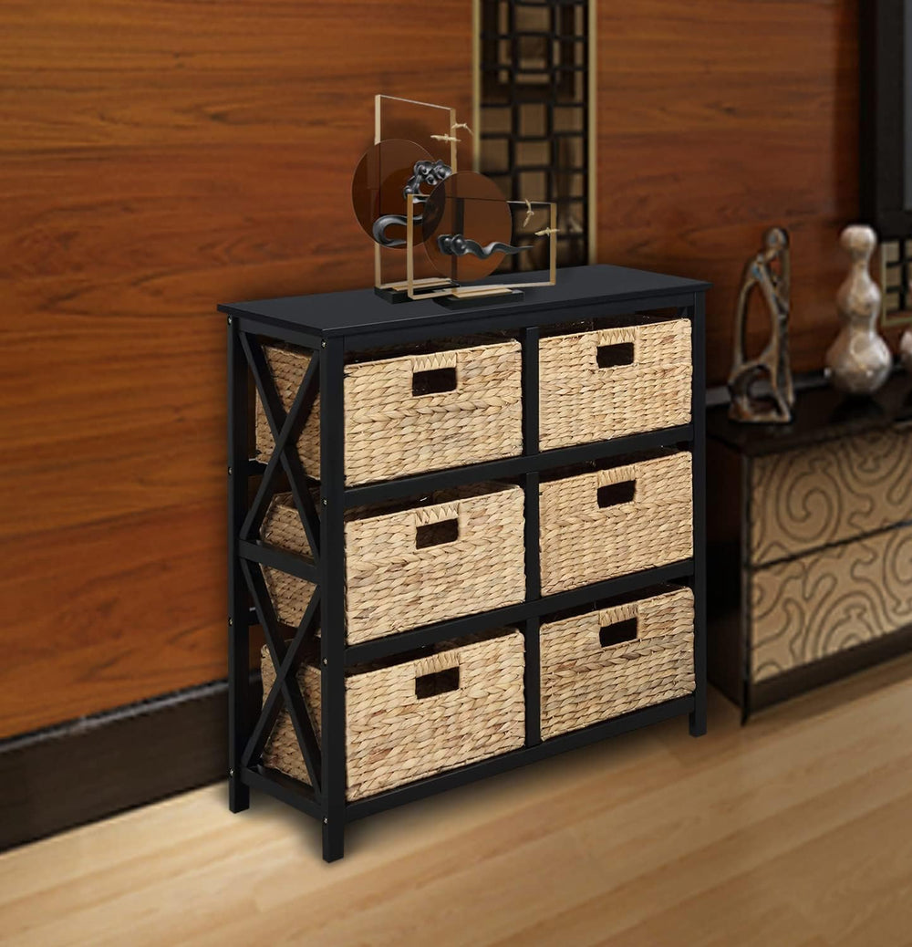 eHemco 3 Tier X-Side End Storage Cabinet, Black