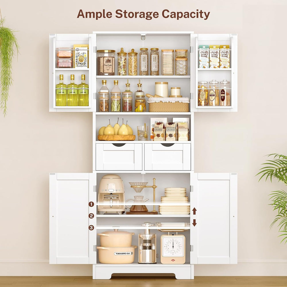 Kitchen Pantry Cabinet with 4 Door Shelves, Tall Storage Cabinet