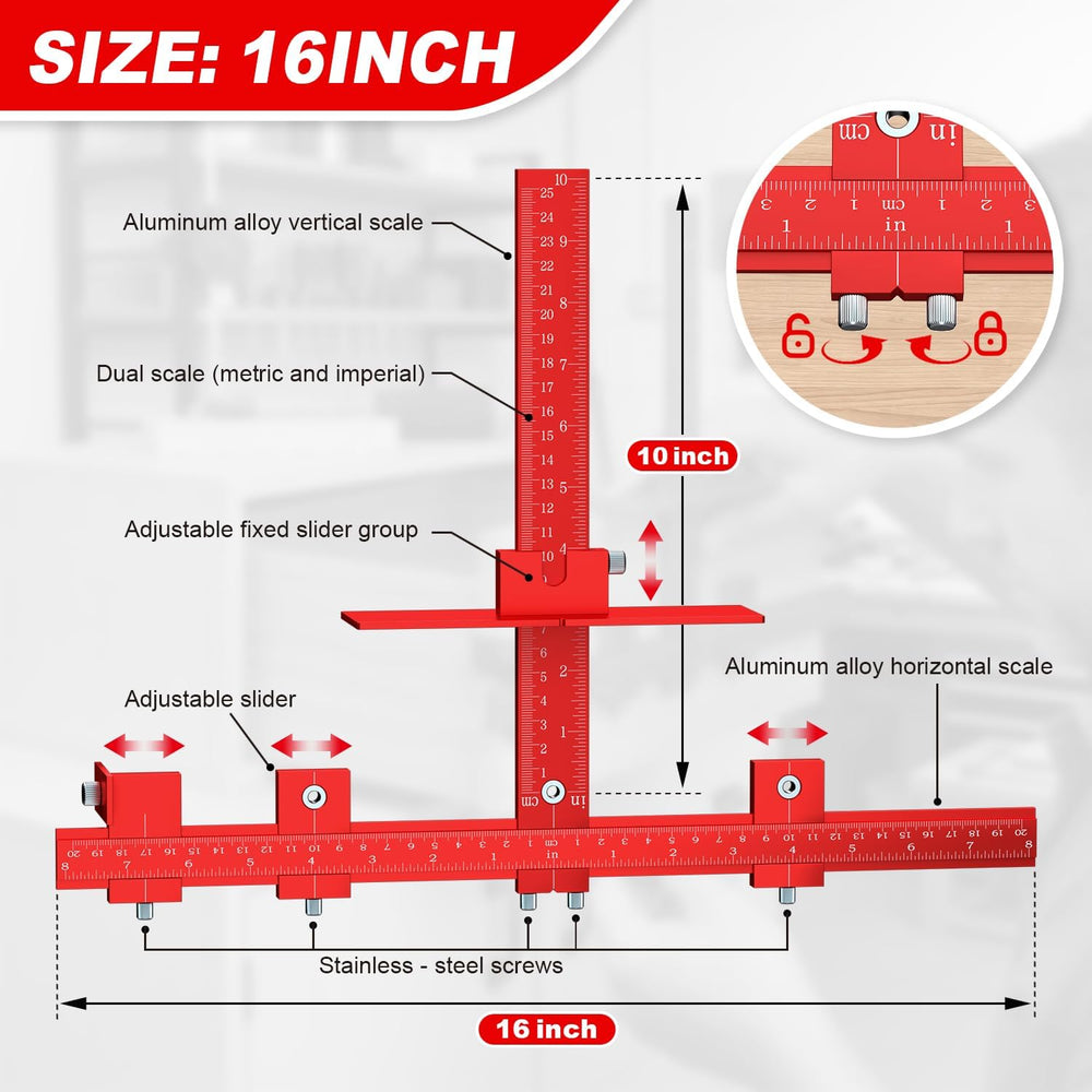 ECY Cabinet Hardware Jig, Adjustable Cabinet Handle Installation Tool
