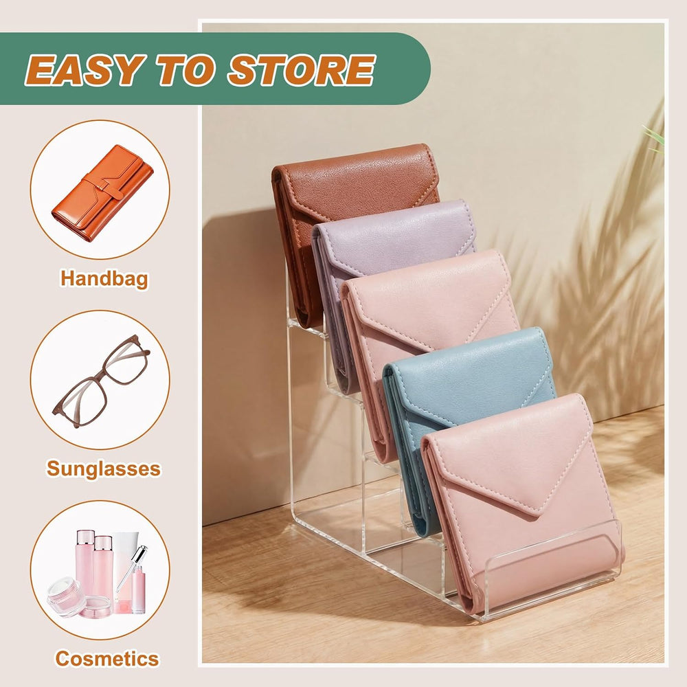 2 Pack 5-tier Acrylic Display Stand for Purses & Wallets