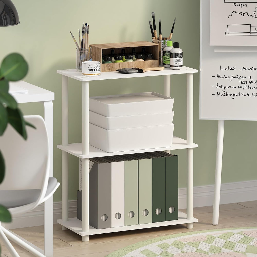 Furinno Turn-N-Tube Storage Shelves, 3-Tier Book Shelf, Corner Shelf, Toolles...