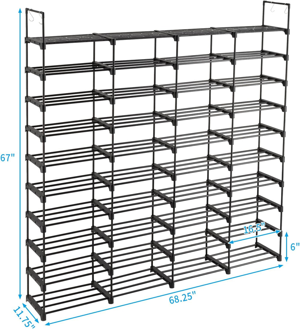 10 Tiers Shoe Rack Organizer Large Shoe Rack Holds 80 Pairs Shoe, Sturdy Meta...