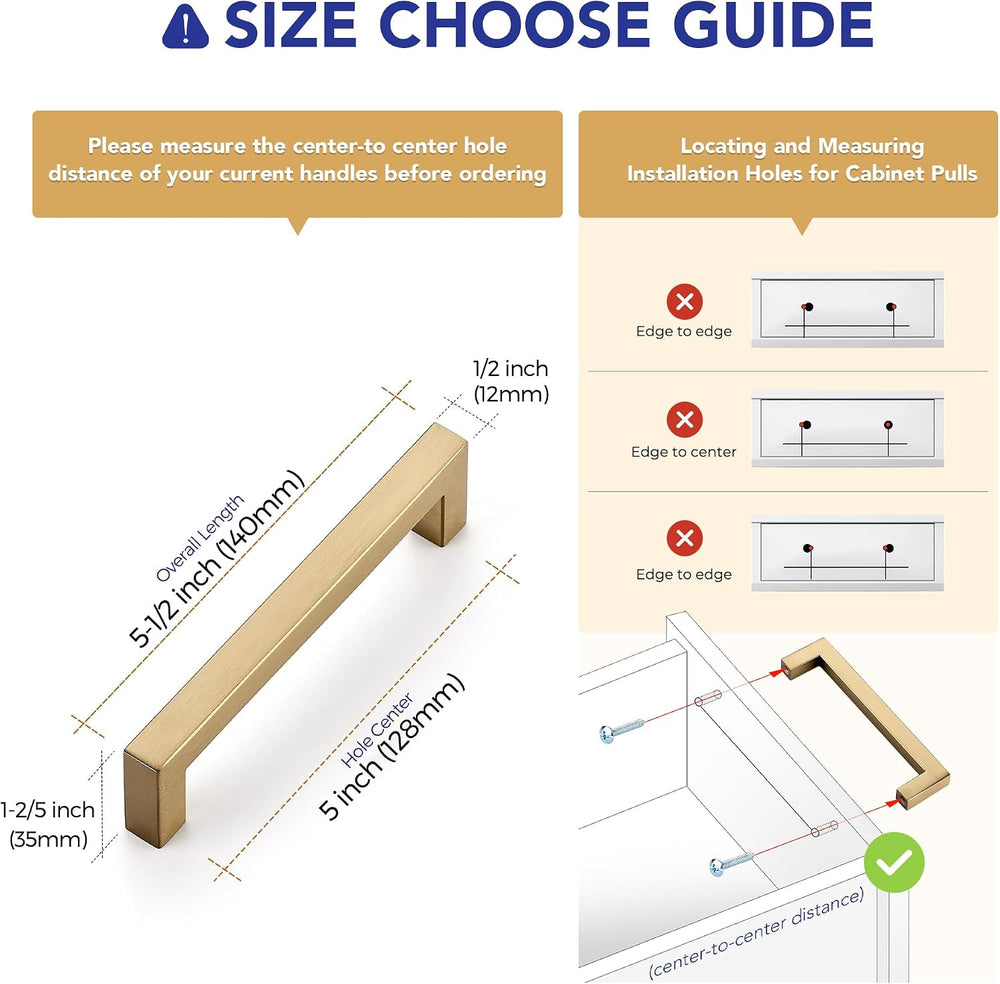 Ravinte Champagne Bronze Square Pulls Cabinet Handles,5 Inch,10 Pack