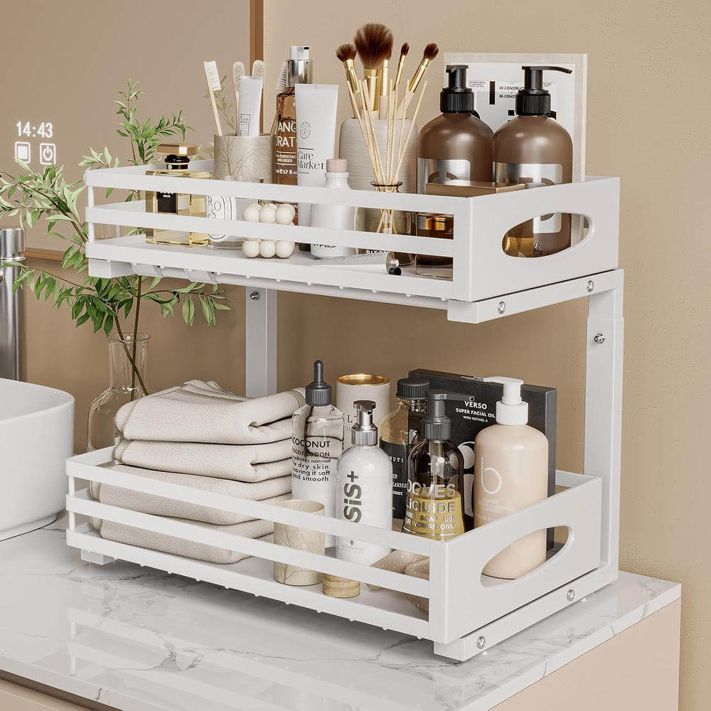 Under Sink Organizer, 2 Tier Under Sink Organizers and Storage, Adjustable He...