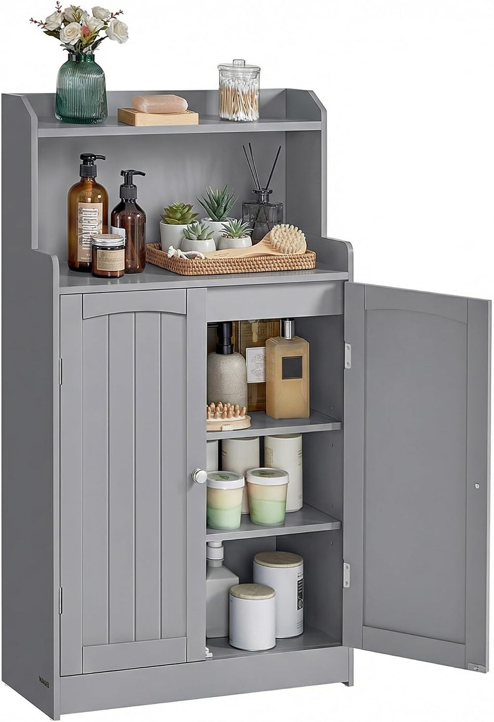 VASAGLE Tall Bathroom Storage Cabinet, Floor Cabinet with 2 Doors, 39.4" H