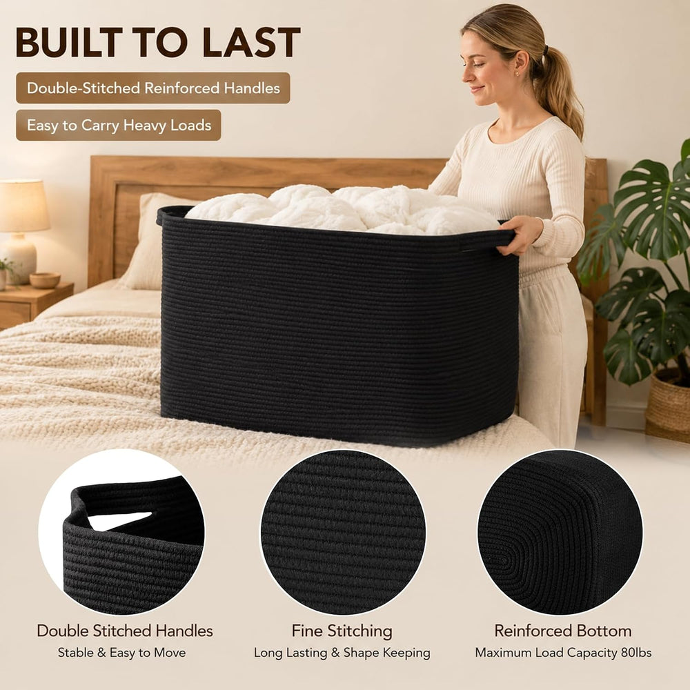 OIASKET 118L Extra Large Blanket Basket, 24.8" x 17.7" x 17.2"...