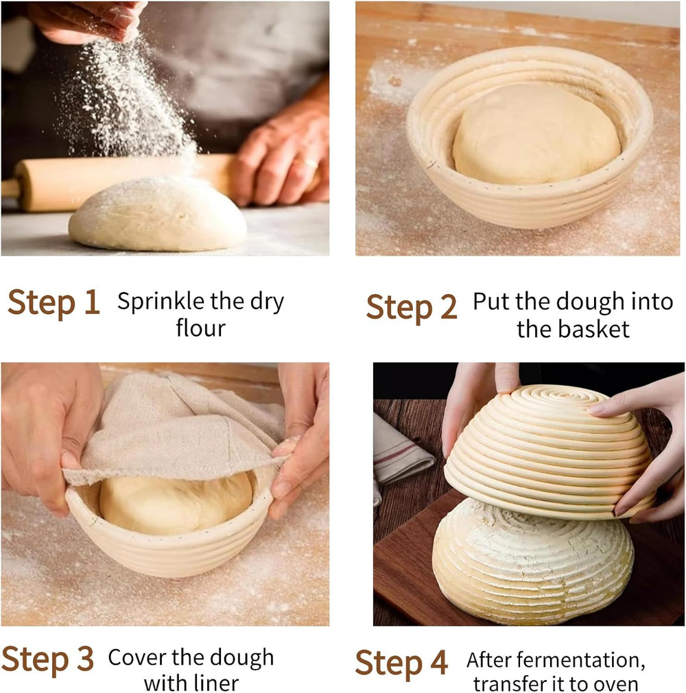 6 Pcs 6 Inch Round Banneton Bread Proofing Basket with Liner Small Banneton B...