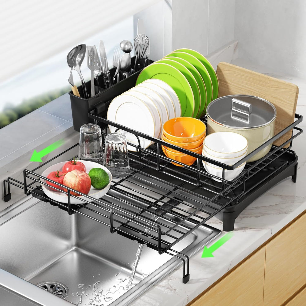 Expandable Dish Drying Rack, Stainless Steel Over Sink Dish Drainer for Kitch...