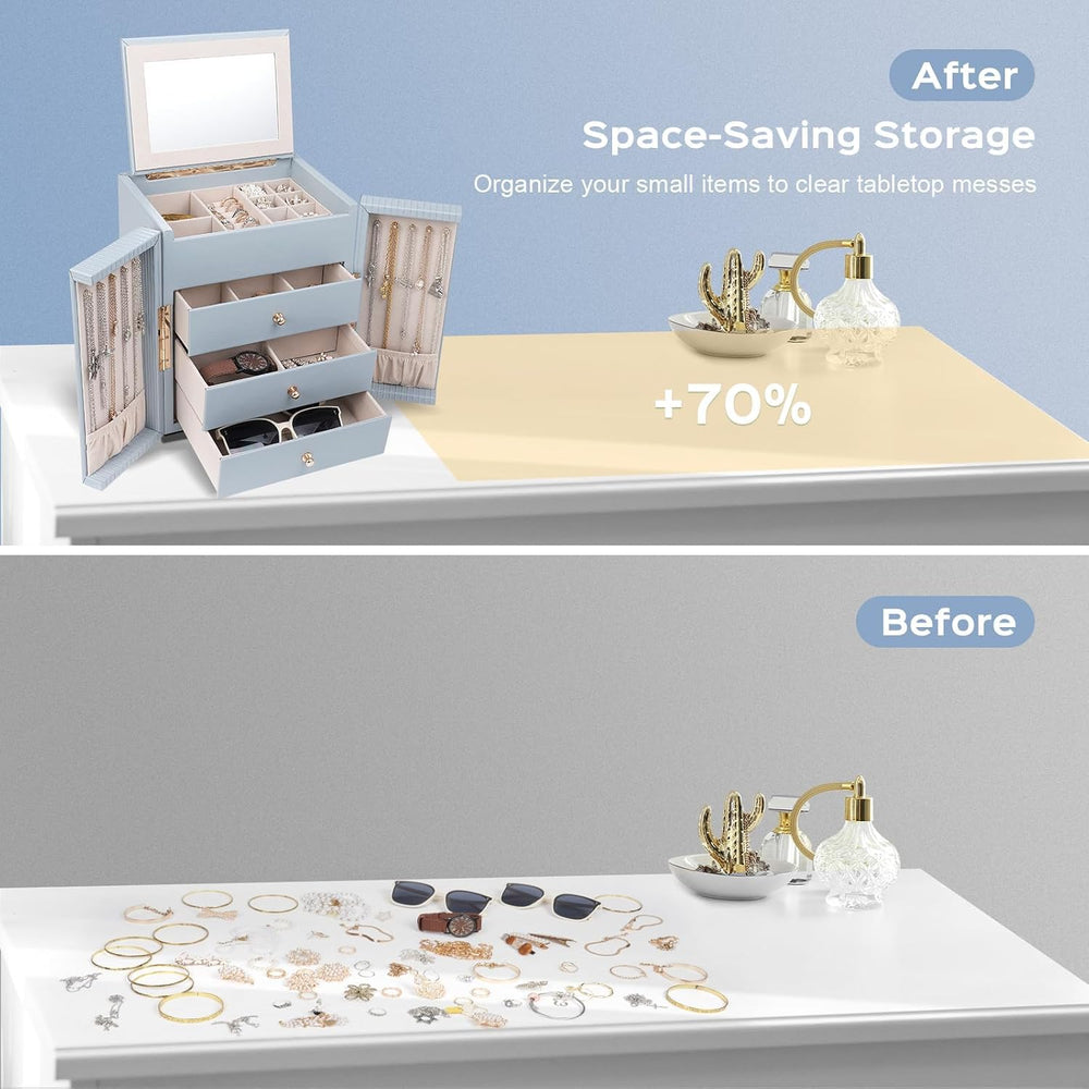 Dajasan Large Jewelry Box Organizer, Jewelry Storage Organizer with 3 Drawers...