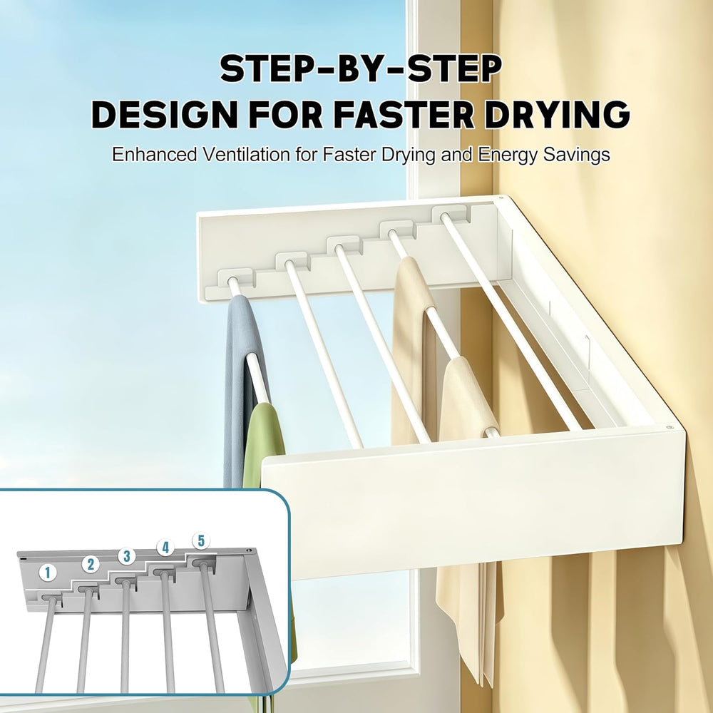 Wall Mounted Clothes Drying Rack 31.5" Wide,Foldable Wall Mount Laundry ...