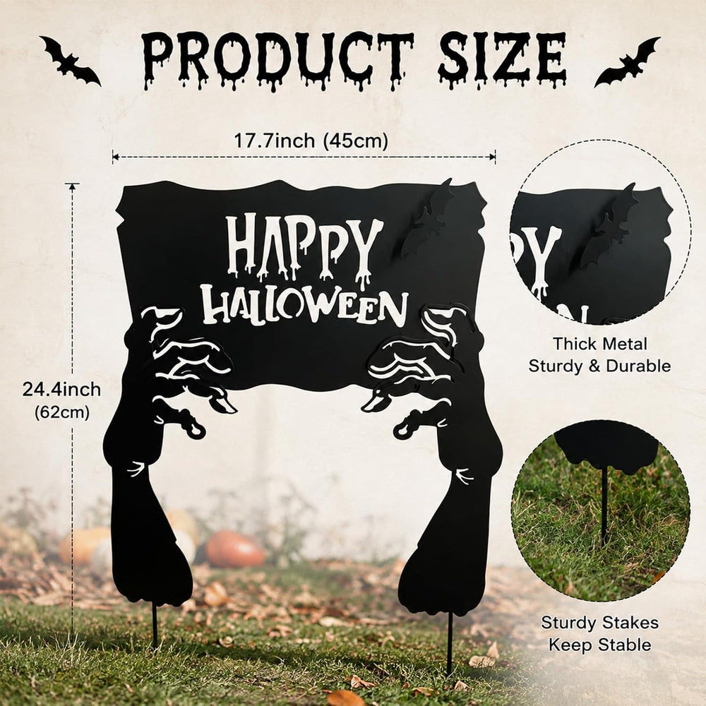 Metal Hand Happy Halloween Garden Stakes,Decorative Scary Yard Stakes