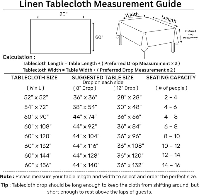 Solino Home Linen Tablecloth 60 x 90 Inch - Classic Hemstitch 100% Pure Linen...
