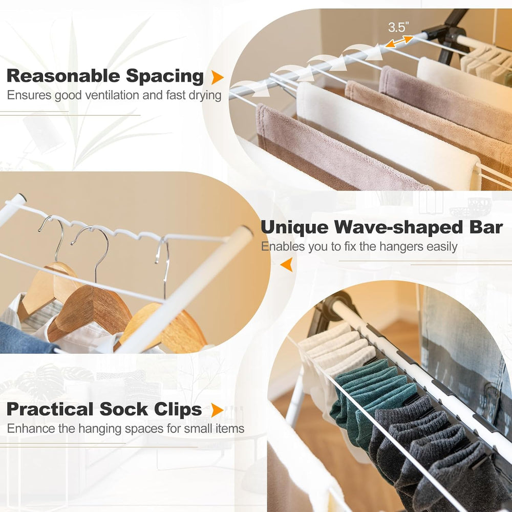 Tangkula 2-Tier Freestanding Foldable Clothes Drying Rack, No Assembly