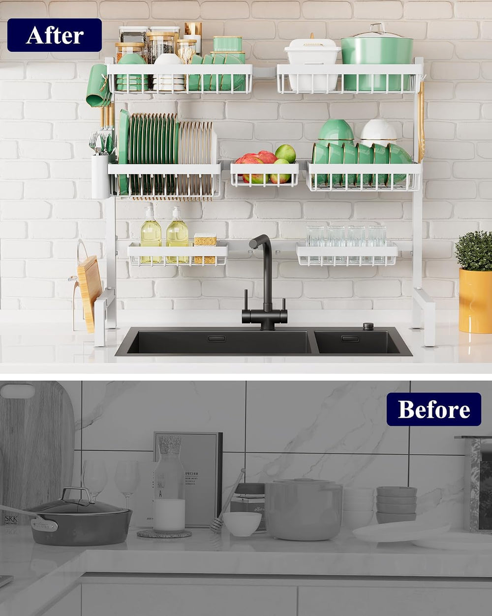 Kitsure Adjustable Over The Sink Dish Drying Rack, 31.5" -39.4" x 3...
