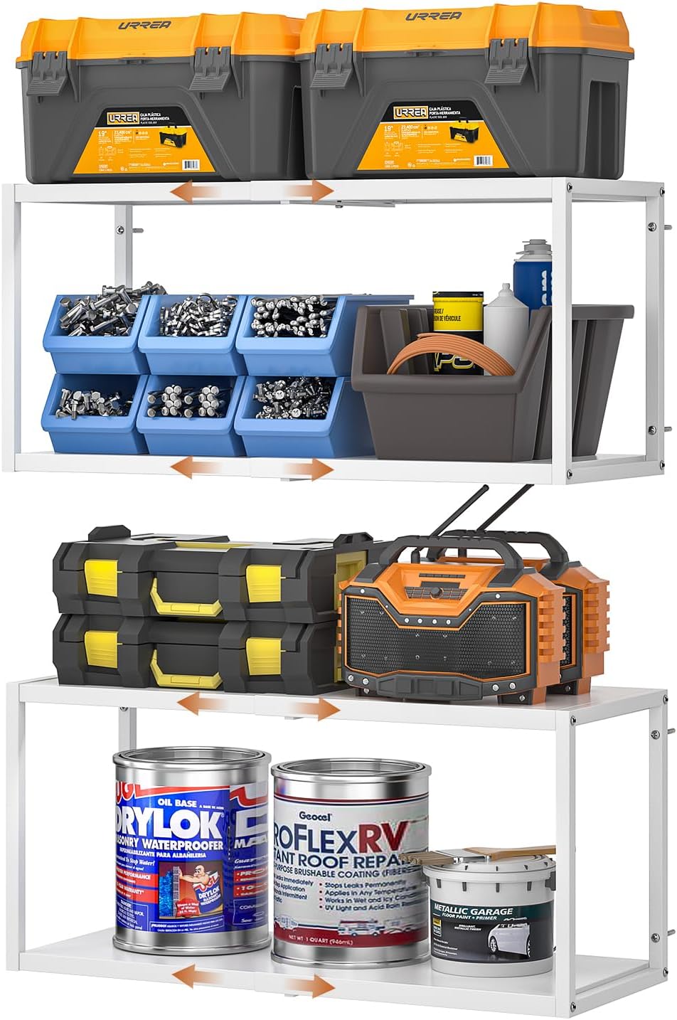 ThreeHio 2 Pack Expandable Garage Shelves Wall Mount, Heavy Duty Garage Wall ...