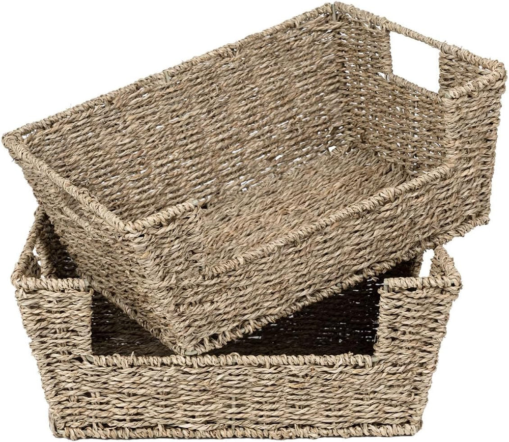 StorageWorks Pantry Baskets for Organizing, Storage Baskets, Seagrass (2 Pack)