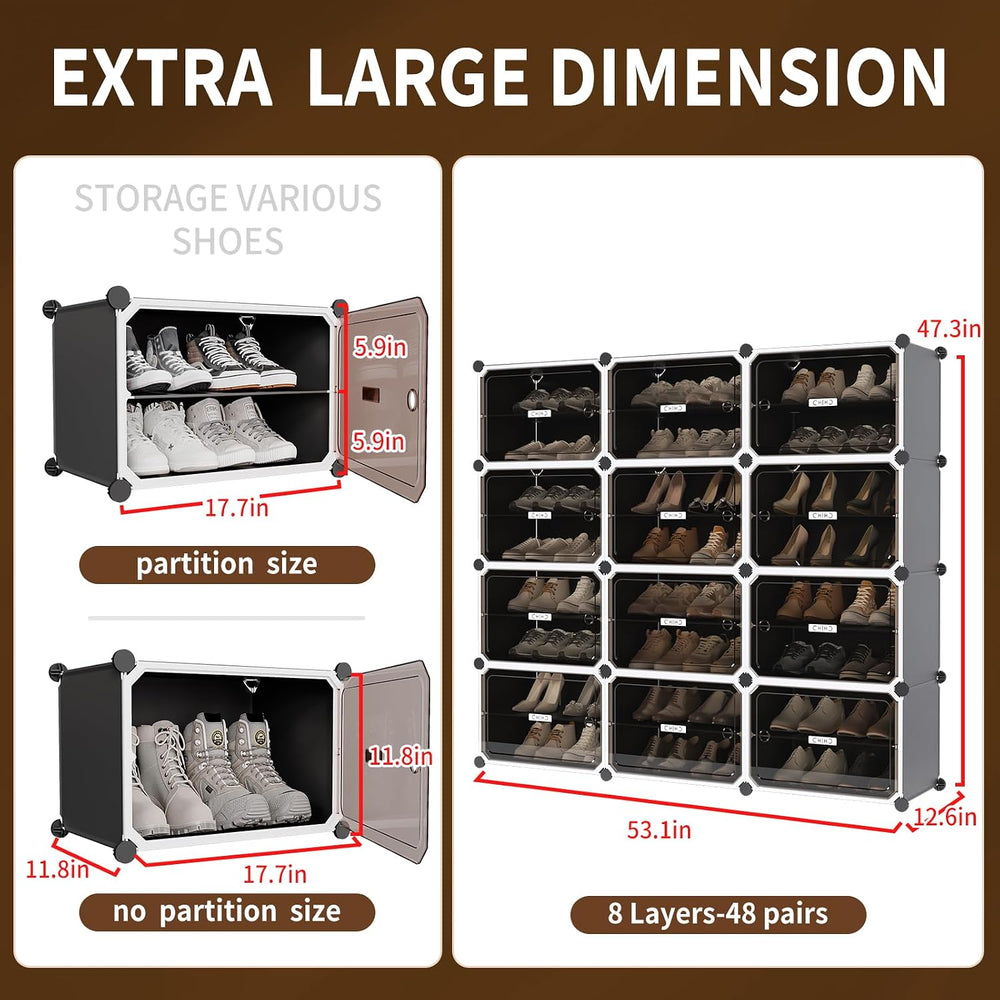 MAGINELS 8-Tier Shoe Rack,Expandable Plastic Shoe Cabinet. Shoe Storage with ...