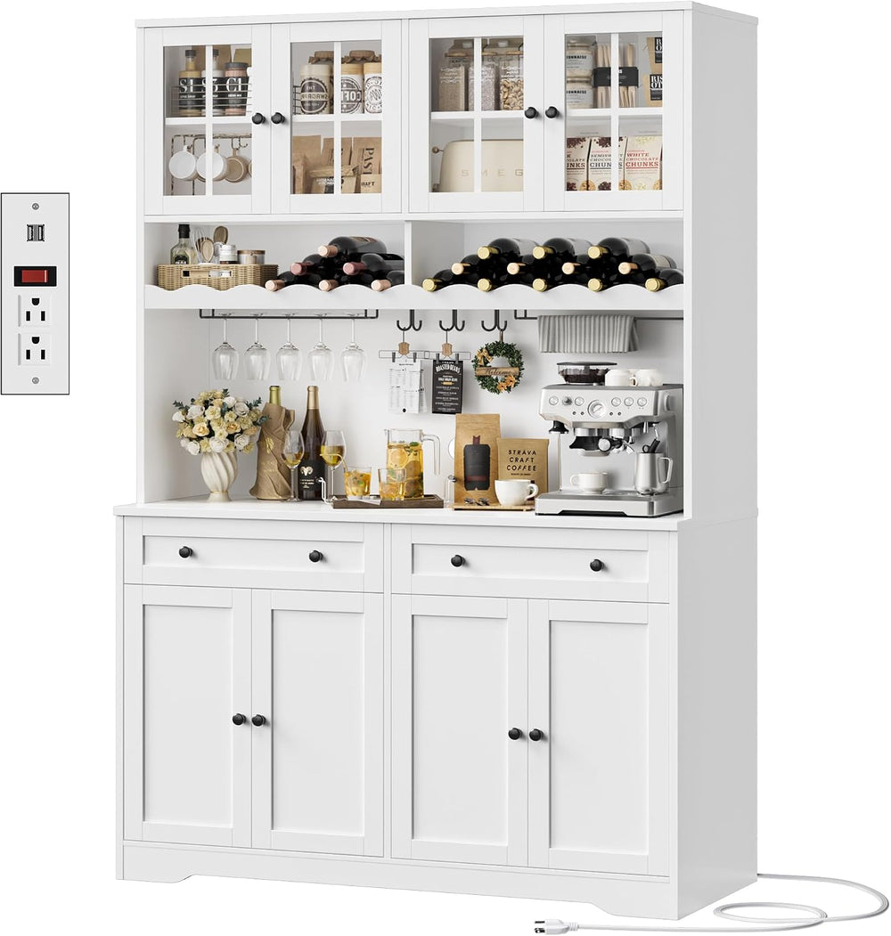 HOSTACK 75"H Kitchen Pantry Storage Cabinet, Kitchen Hutch Cabinet, White