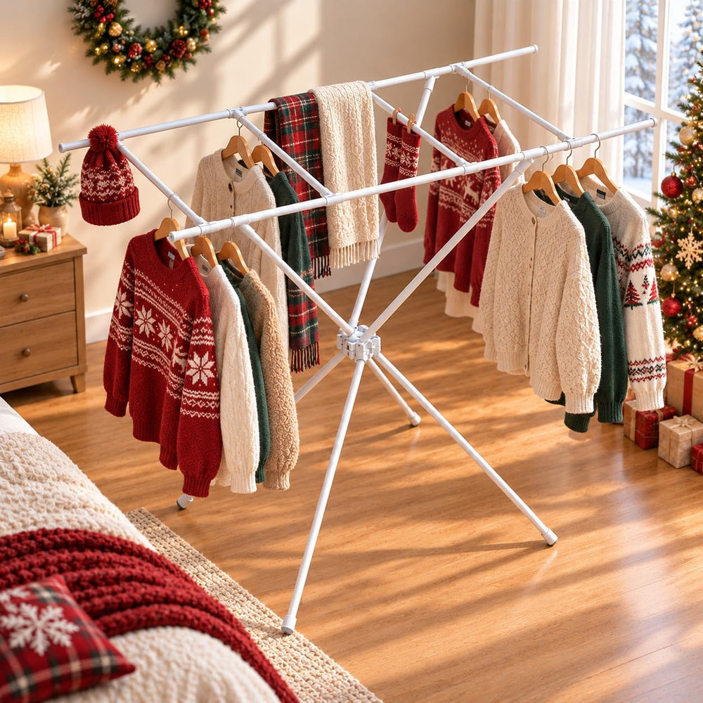 Space-Saving Clothes Drying Rack, 48-Inch Steel