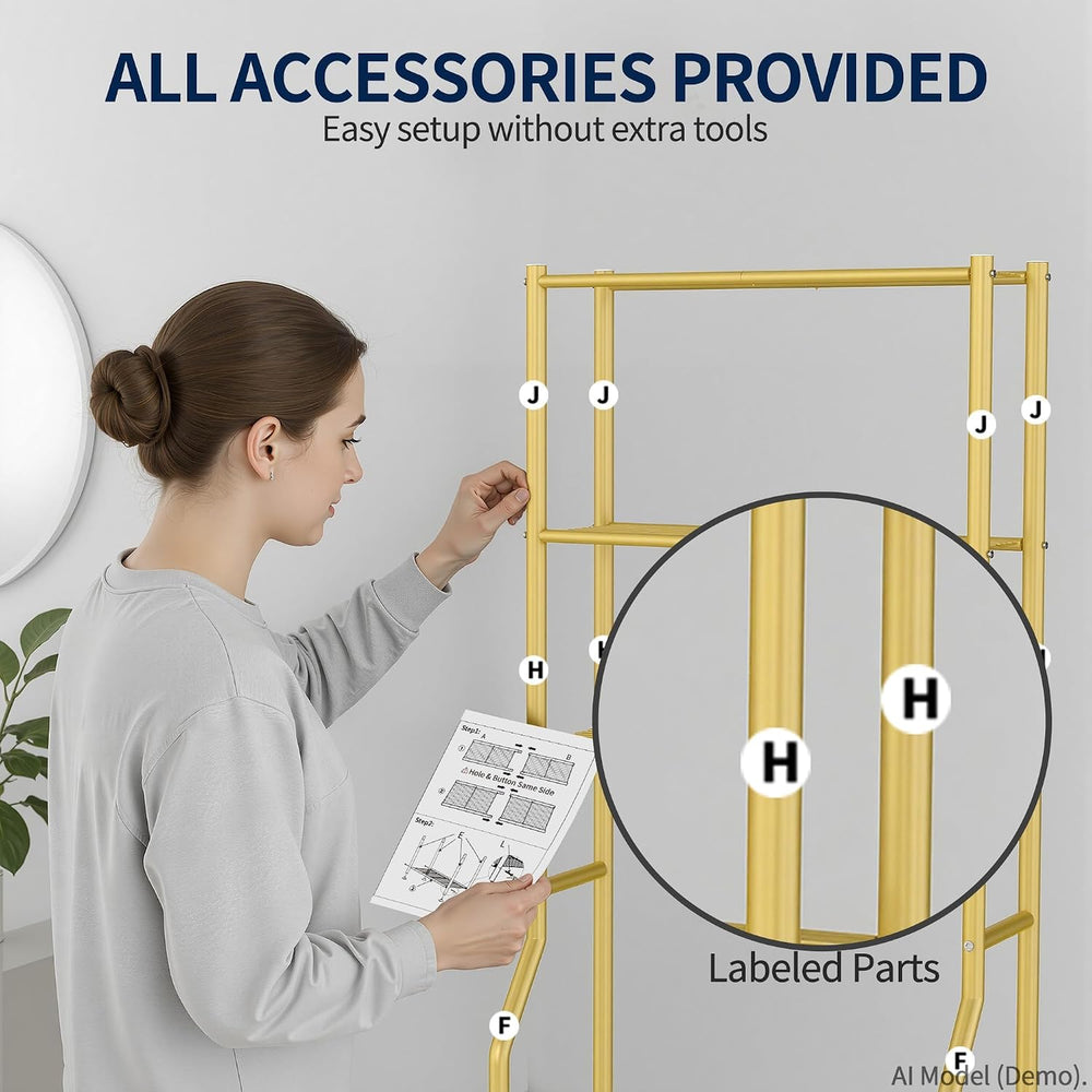 3-Tier Over Toilet Storage, Anti-Wobble, Gold