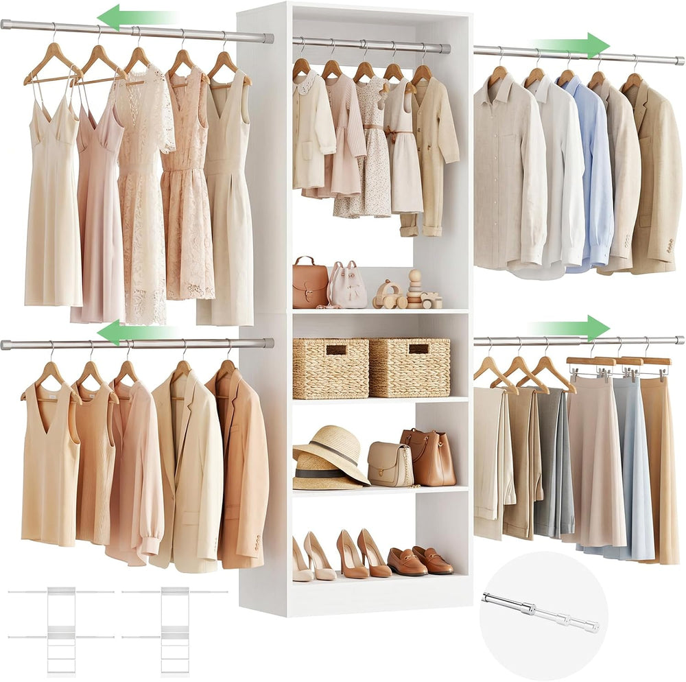 iSunirm 12FT Large Open Closet System, 138'' Wall-Mounted Closet Shel...