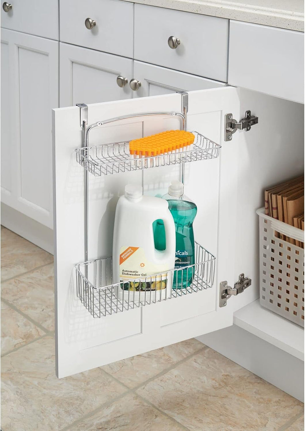 mDesign Over Cabinet Kitchen Storage Unit - Practical Organiser with Stainles...