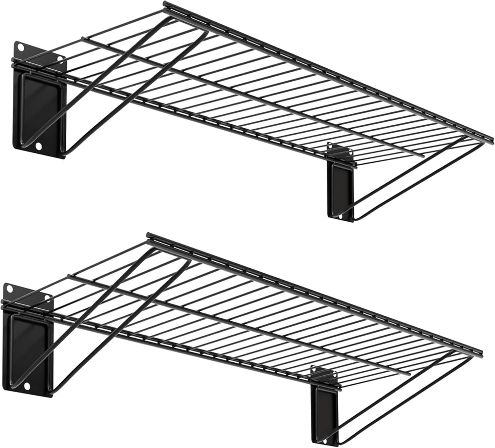 Wall Shelf 24'' x 11'', Black Wall Mounted Metal Wire Shelves