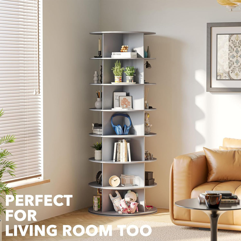 SpaceAid 7 Tier Rotating Shoe Rack Tower, Spinning Shoe Display Lazy Susan, R...