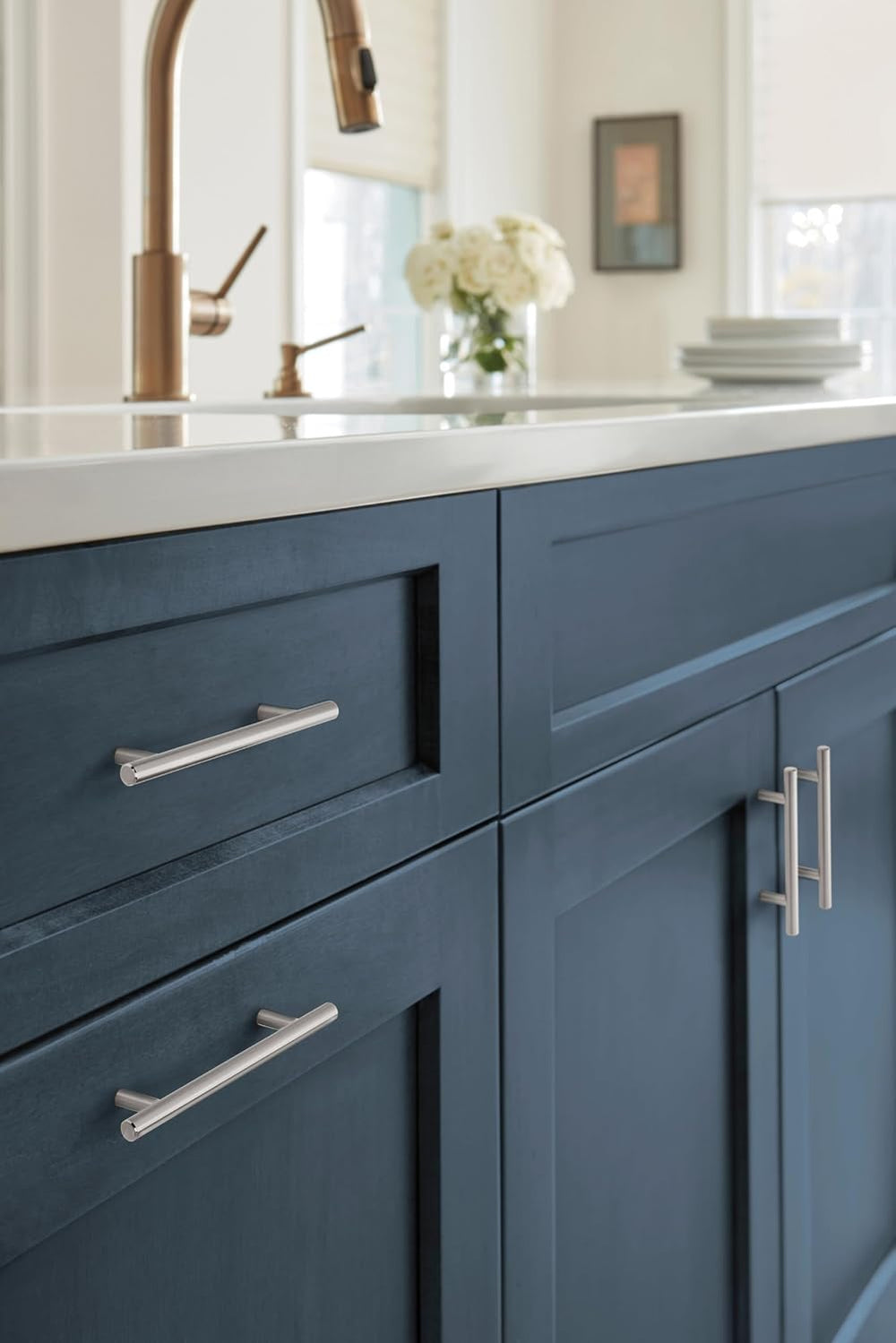 Amerock 10 Pack 3-3/4" Bar Pulls Satin Nickel Drawer Pull