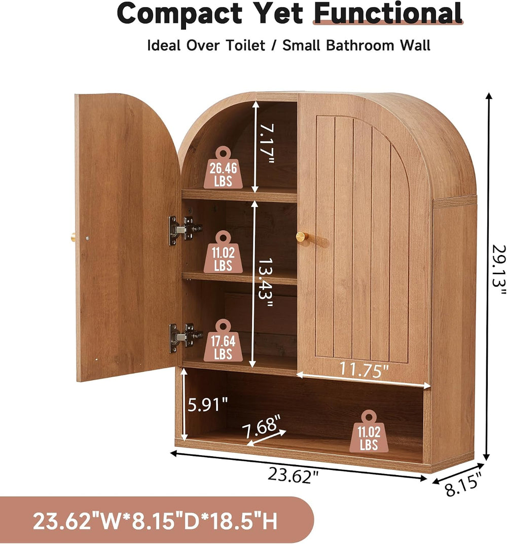 Arched Wall Mounted Medicine Cabinet, 23.5" Bathroom Cabinet with Double...