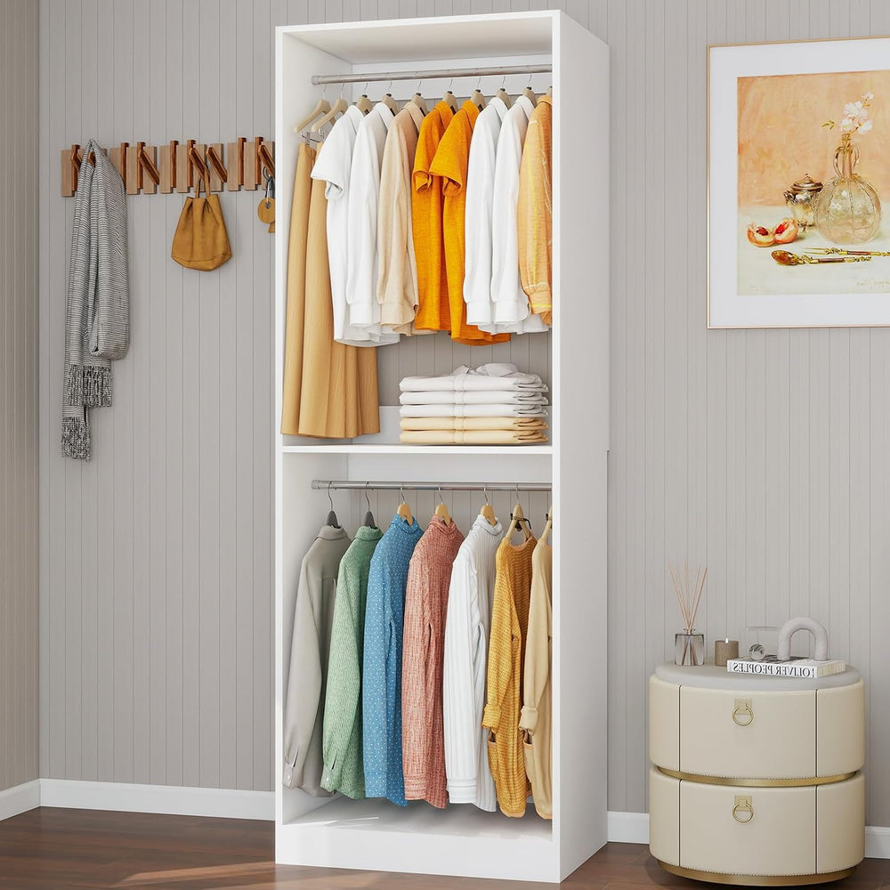 Closet System with 3 Hanging Rods& Shelf , 2FT Small Closet Organizer Sys...