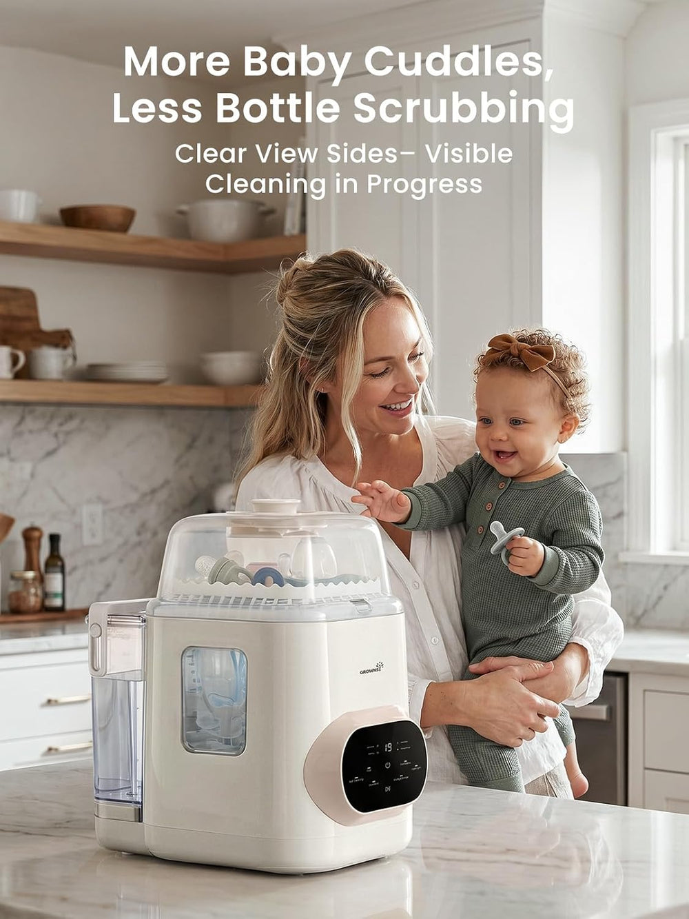 GROWNSY EaseClean Pro Bottle Washer & Sterilizer & Dryer, Visible Cle...