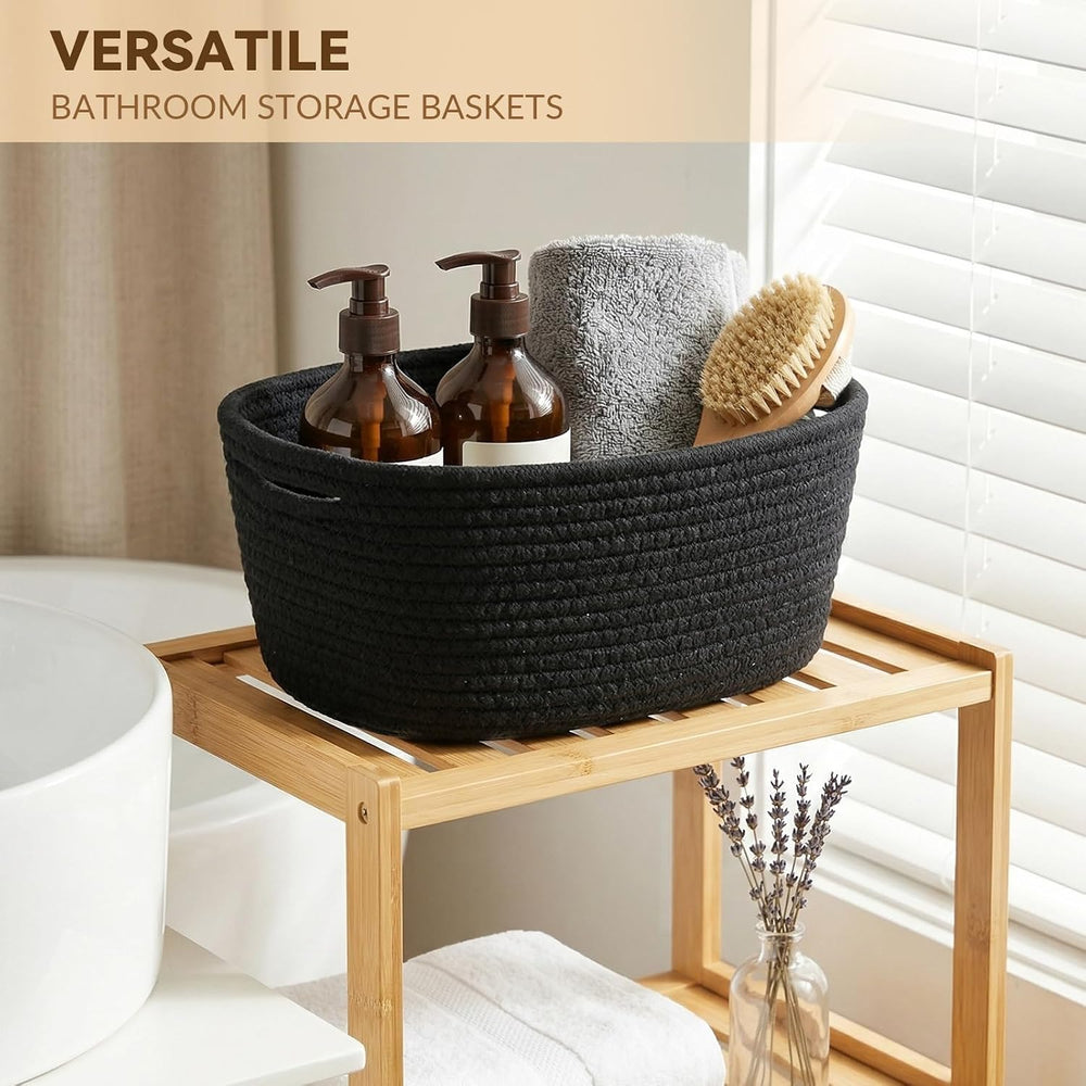 10 Pack Black Small Woven Baskets for Organizing, 11.5"x7.5"x4.7&qu...