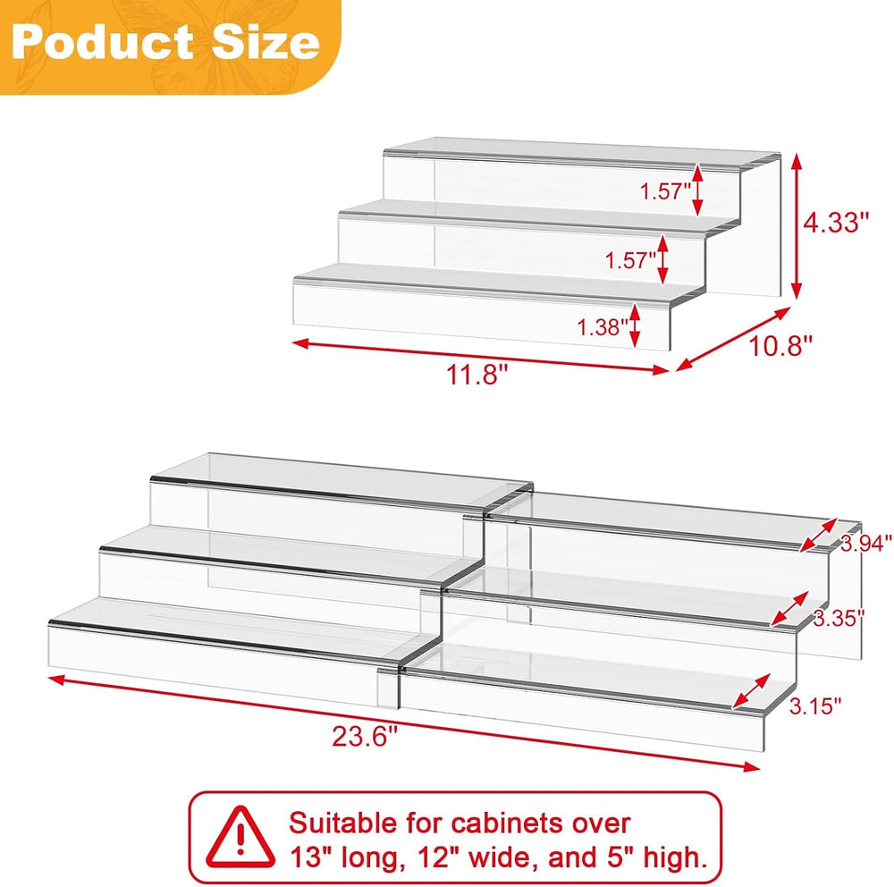 Expandable Clear Acrylic Can Organizer for Pantry, 3-Tier, Holds 24 Cans