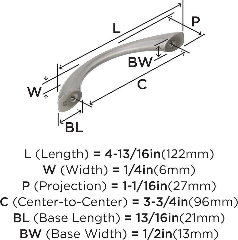 Amerock 10 Pack 3-3/4" Vaile Satin Nickel Arch Drawer Pull