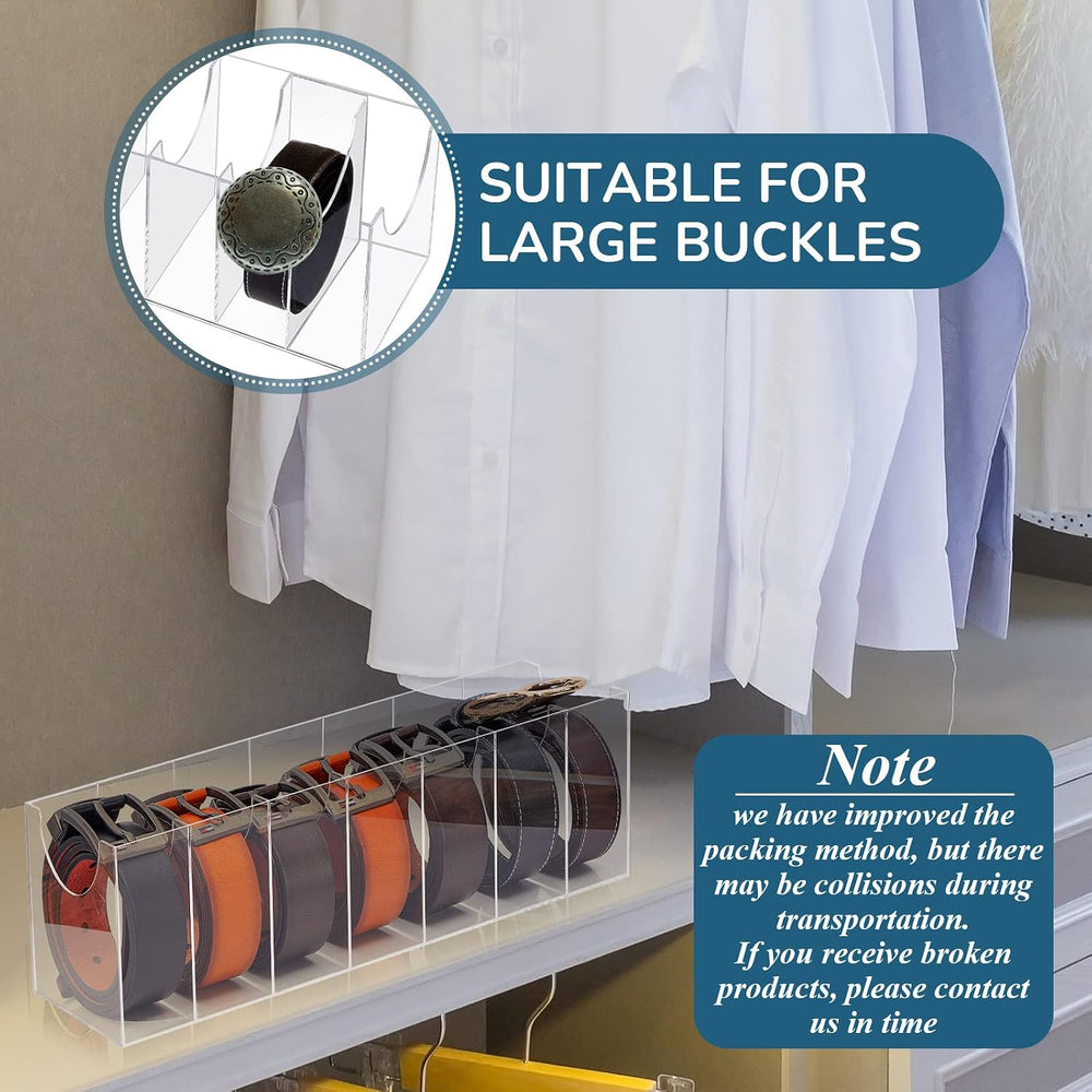 2 Pcs Belt Organizer,14 Compartments 15.6in Belt Holder Storage Box,Thick Acr...