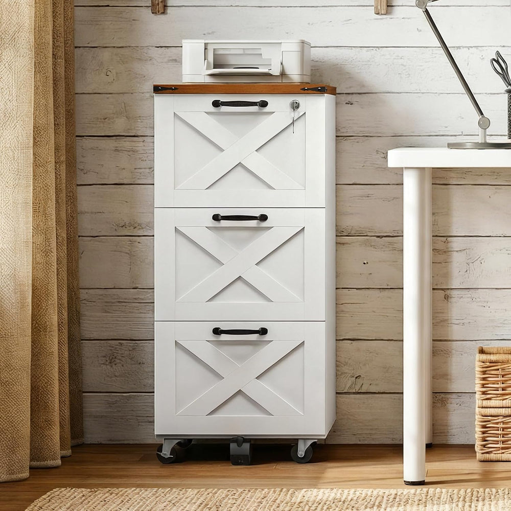 HOOBRO 3 Drawer File Cabinet with Lock, Mobile Filing Cabinet for Home Office...
