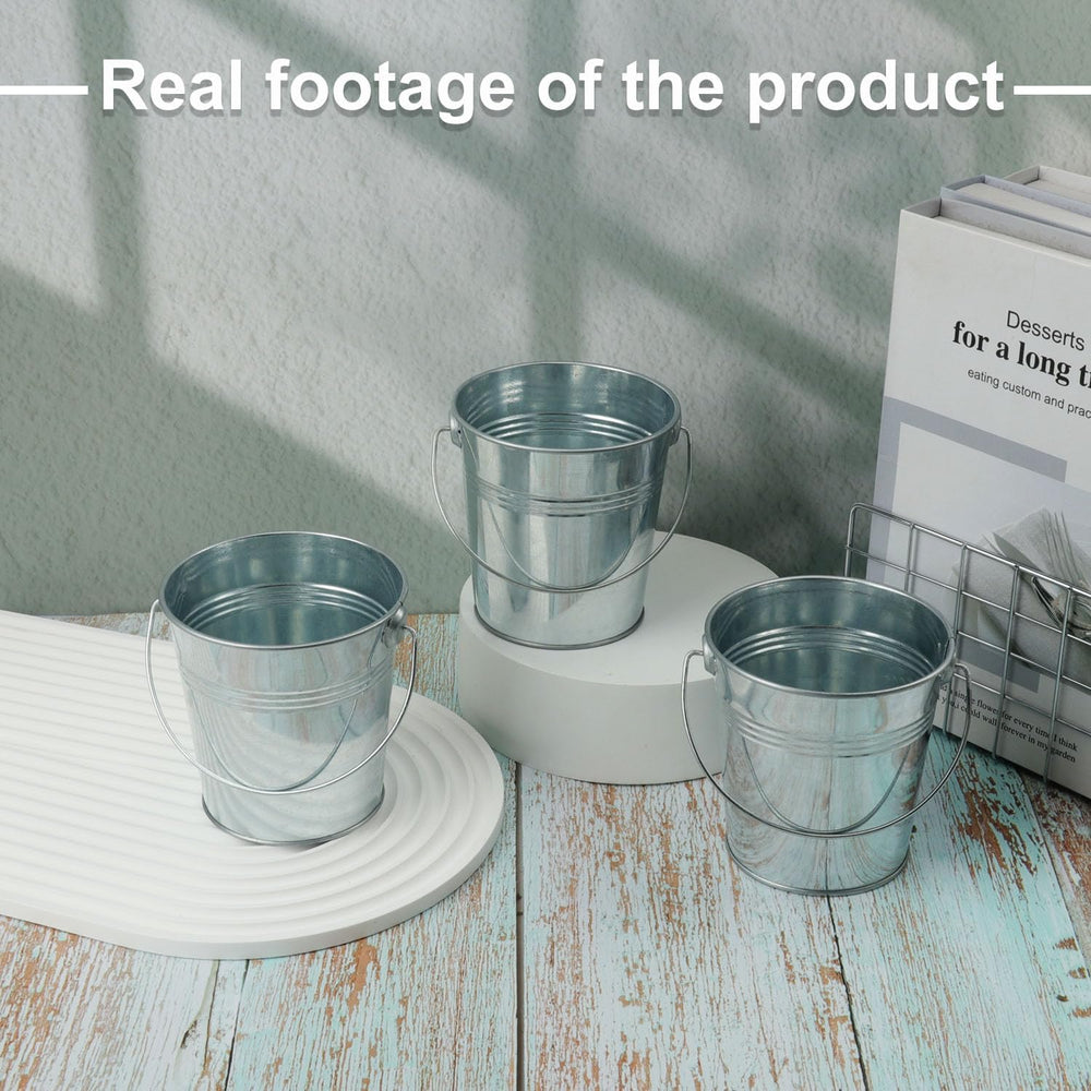 25 PCS 4.1 inch Galvanized Mini Tin Buckets, Silver Metal Buckets with Handle...