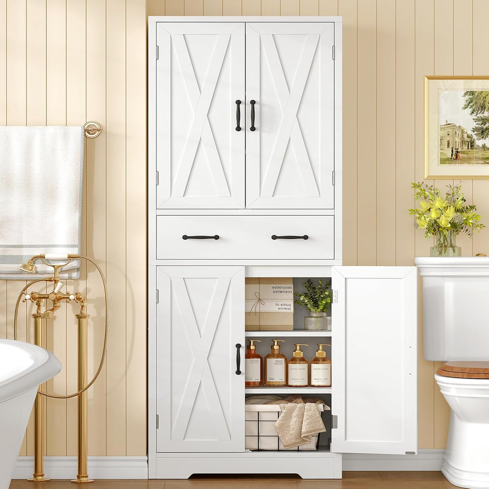 TEENFON Storage Cabinet, Pantry Cabinet with 2 Adjustable Shelves & Large...