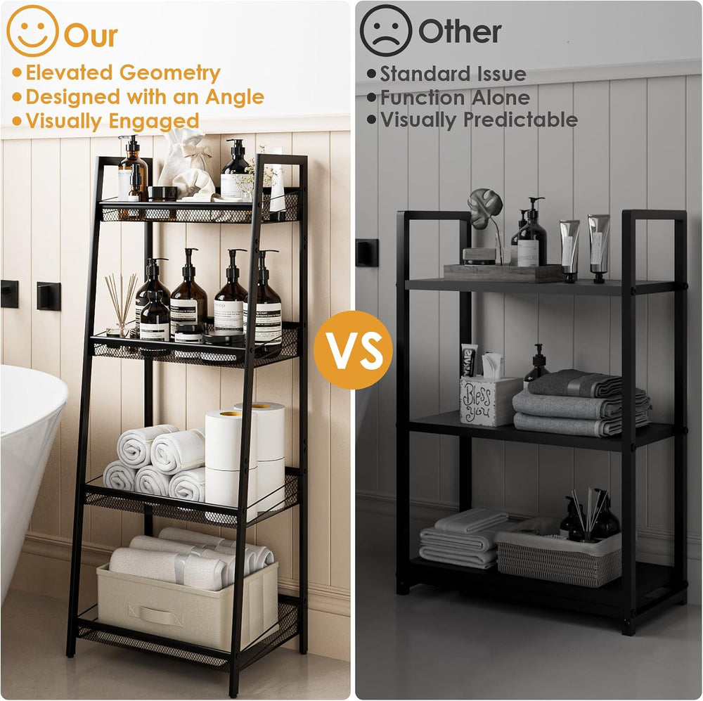 4 Tier Bathroom Shelf, Bathroom Organizer and Storage for Small Space, Free-S...