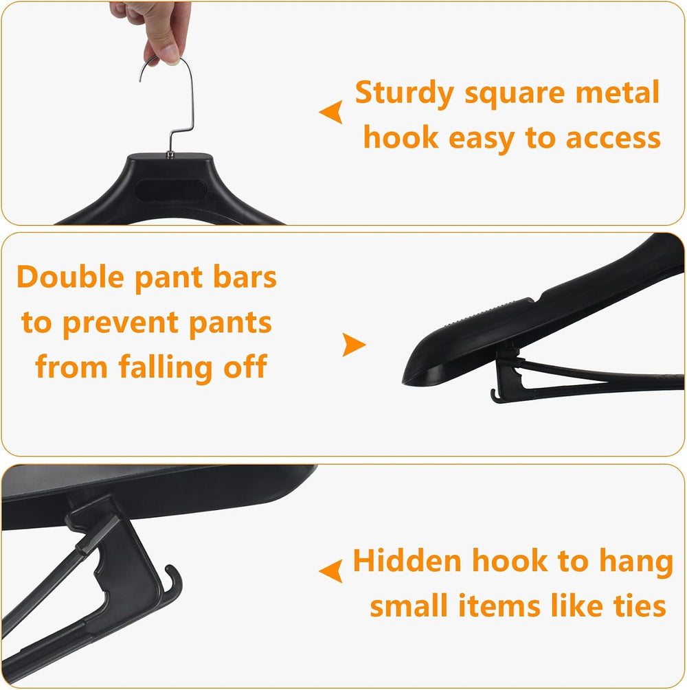 DEDU Suit Hangers for Men 30 Pack Width 17.7", Black Coat Hangers no Sho...
